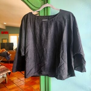 Jamie & the Jones black raw silk top Small
